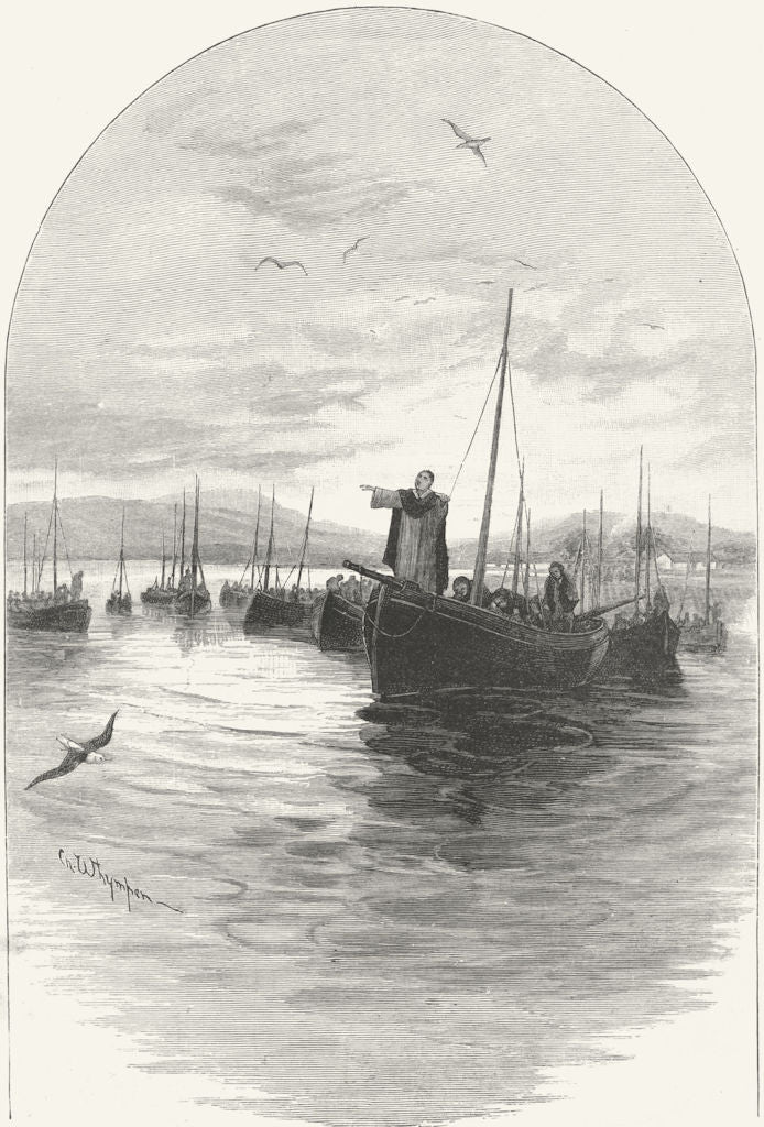 IRELAND. Blessing Claddagh fleet fishing season 1888 old antique print picture